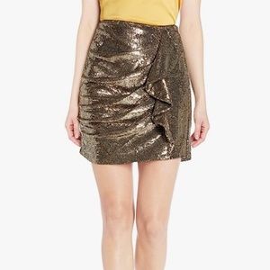 NWT PARKER Kenny Ruffle Front Bronze Sequin Skirt Sz 6